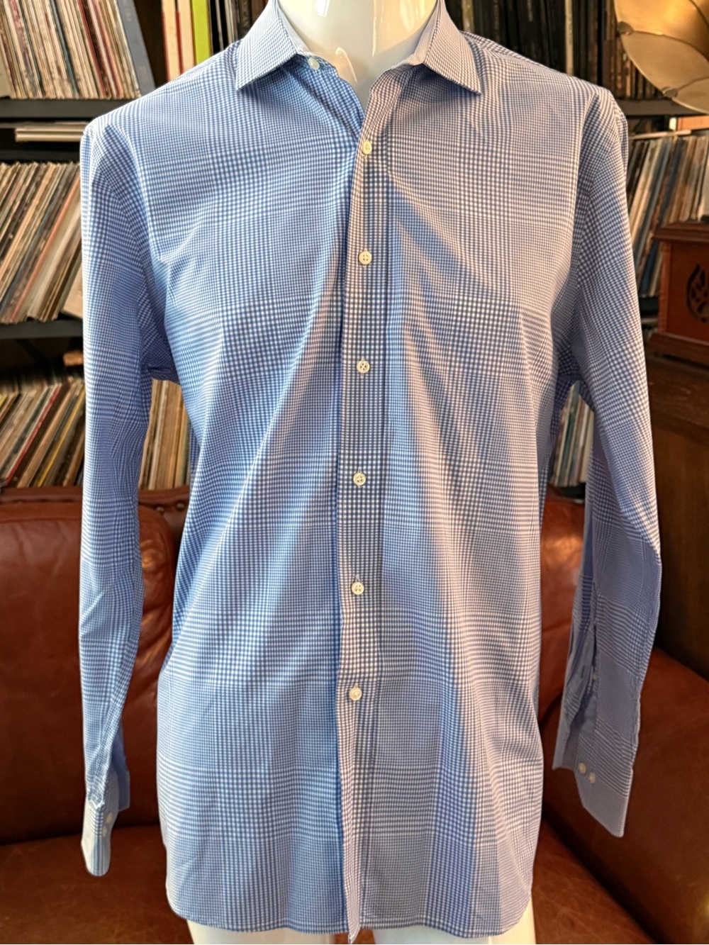 Tommy Hilfiger Light Blue Micro-Check Dress Shirt
